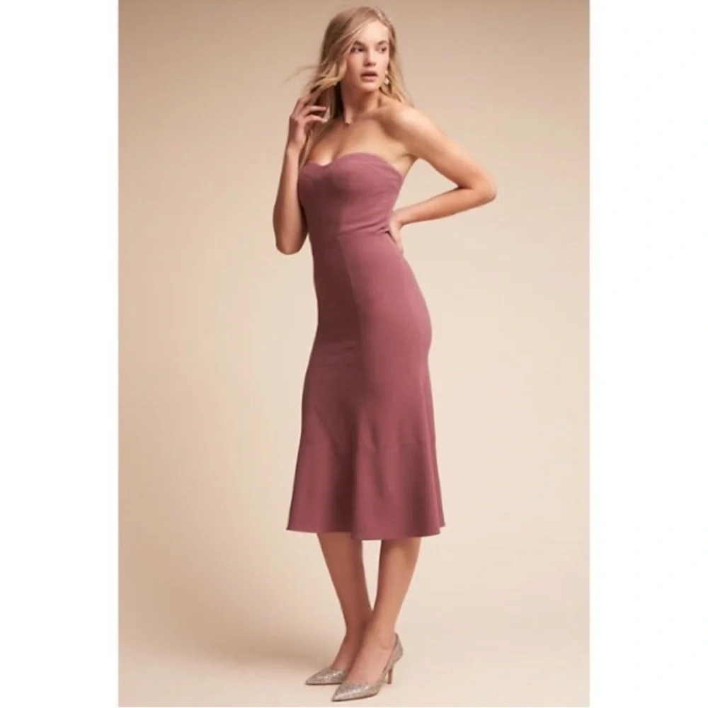 Anthro BHLDN x Vera Wang Elaine Strapless Sweetheart Neckline Dress Size 16 Rose